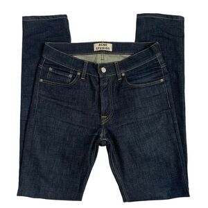 Acne Studios Ace Raw Gothic Mid Rise Dark Wash Skinny Jeans
